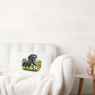Soccer Star Black Horse Cute Garden Sticker Lumbar Pillow