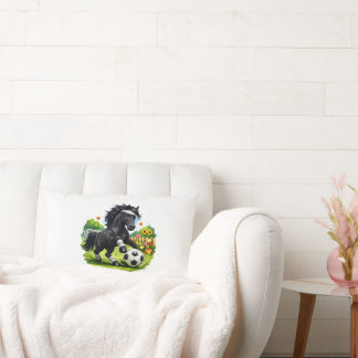Soccer Star Black Horse Cute Garden Sticker Lumbar Pillow