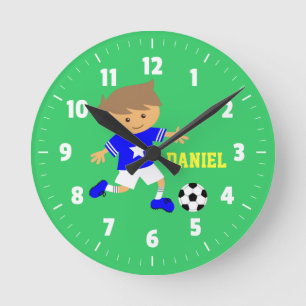 Soccer Star Boy, Football Theme for Boys bedroom Round Clock