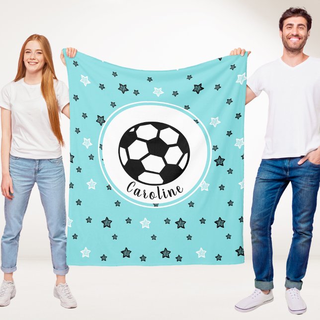 Soccer Star Cute Sporty Girls Gift Personalized Fleece Blanket (Creator Uploaded)