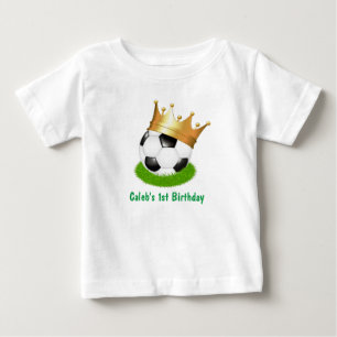 Soccer Star King ONE 1st Birthday Party Custom Baby T-Shirt