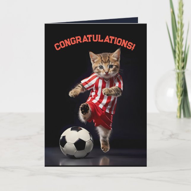 Soccer Star Kitten Thank You Card (Front)