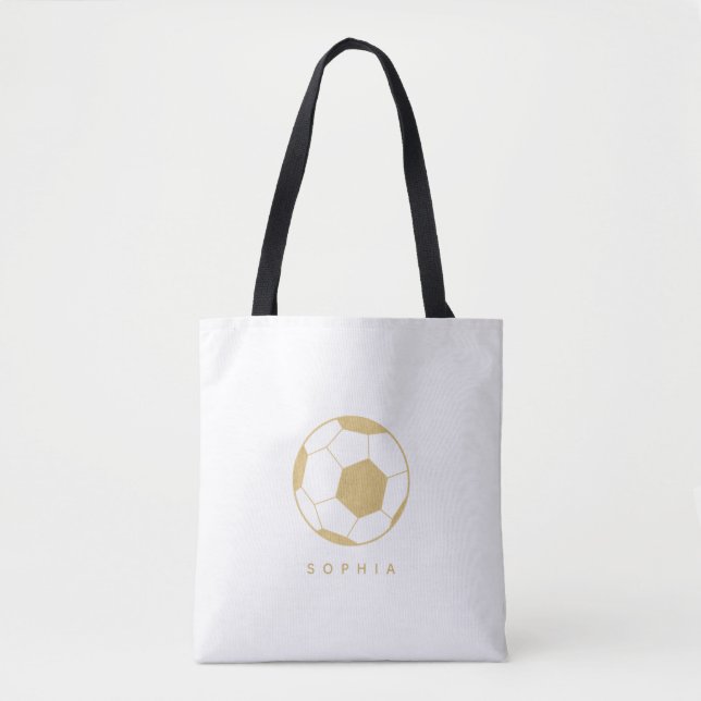 Soccer Star Personalized Gold  Tote Bag (Front)