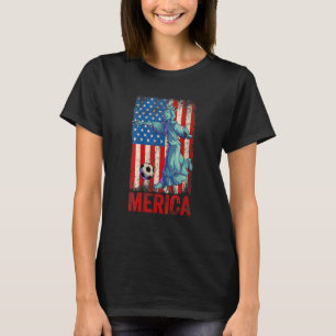 Soccer Statue Liberty 4th Of July Girls American U T-Shirt