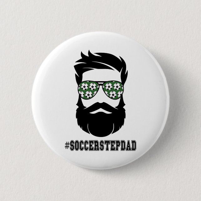 Soccer Stepdad With Beard Step Dad Step Father Ste 2 Inch Round Button (Front)