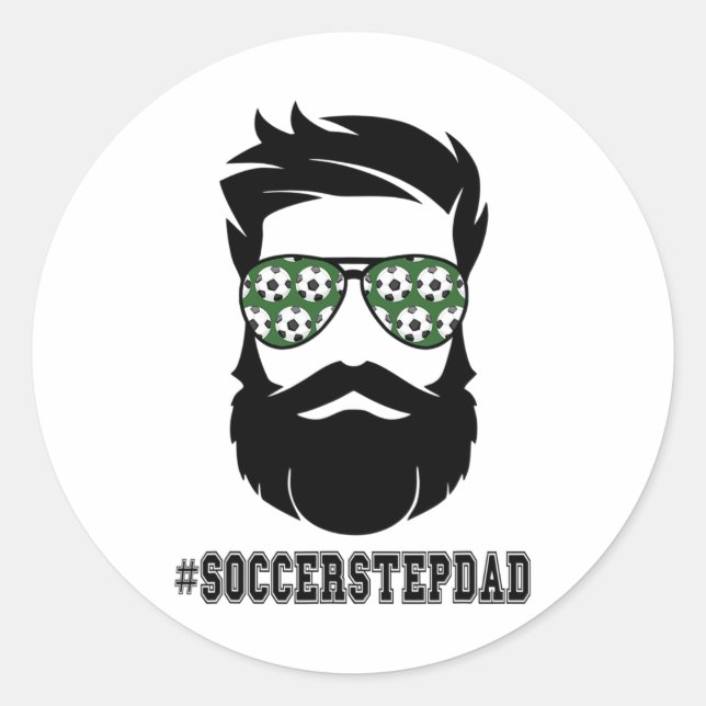 Soccer Stepdad With Beard Step Dad Step Father Ste Classic Round Sticker (Front)
