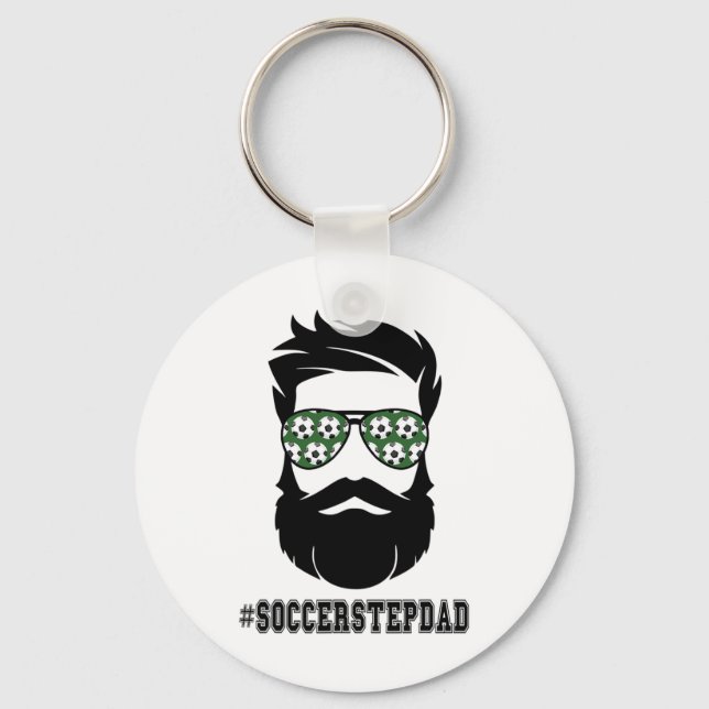 Soccer Stepdad With Beard Step Dad Step Father Ste Keychain (Front)