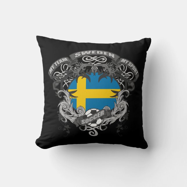 Soccer Sweden Throw Pillow (Front)