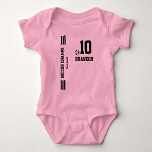 soccer t-shir pink black baby personalized player bodysuit