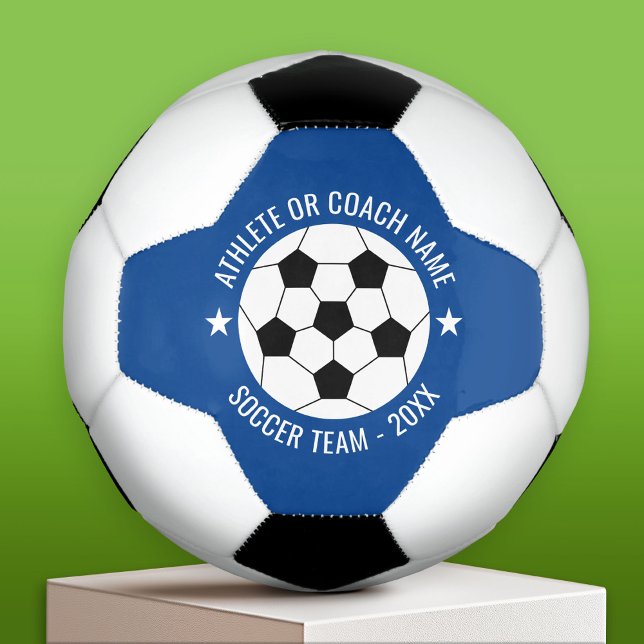 Soccer Team - Athlete Name and Year - Blue Soccer Ball (Custom Soccer Ball)