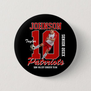 Soccer Team Custom Photo Jersey Number Sports 2 Inch Round Button