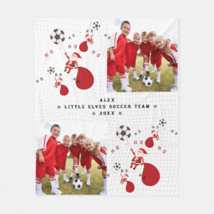 Soccer Team Santa 2 Photo Christmas  Fleece Blanket