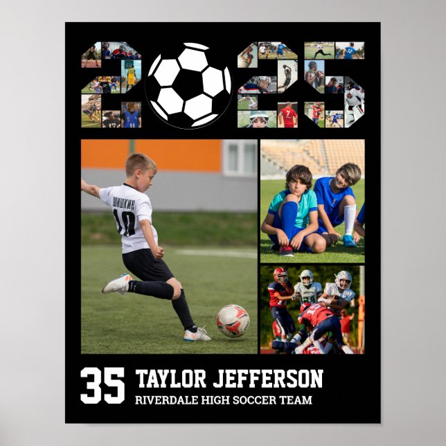 Soccer Team Senior Class of 2025 Photo Collage Poster (Front)