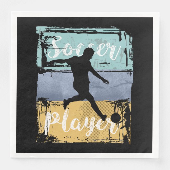 Soccer Tee - Vintage Retro Soccer Player Napkin (Front)