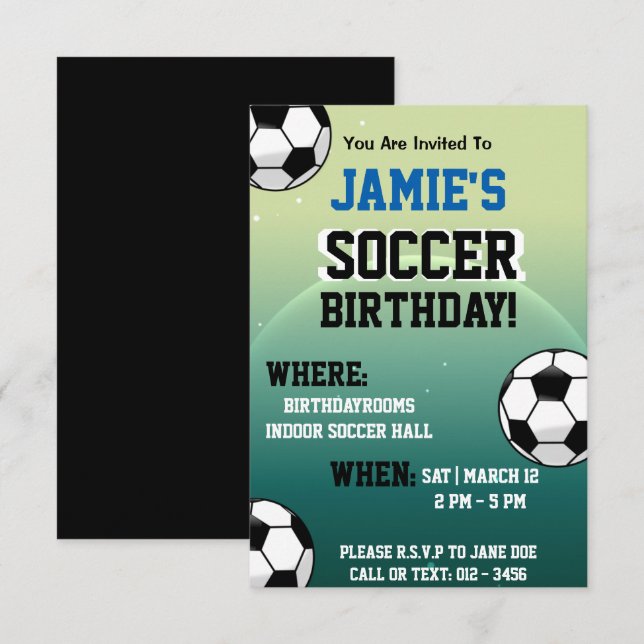 Soccer Thème Anniversaire Invitations (Devant / Derrière)