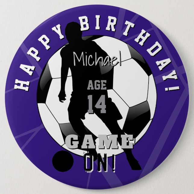 Soccer Theme Birthday Button HAMbyWG  (Front)