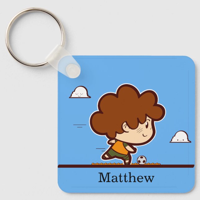 Soccer Theme Personalized Keychain Gift (Front)