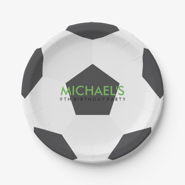 Soccer Themed Birthday Party Paper Plate (Front)