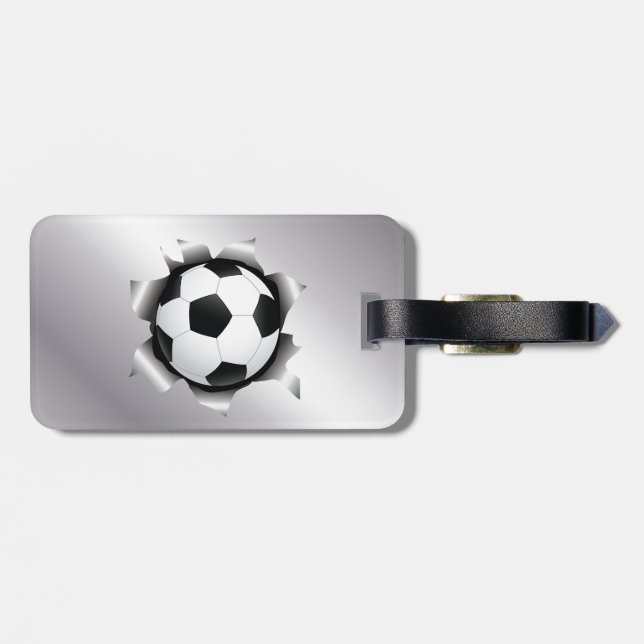 soccer thru metal sheet luggage tag (Back Horizontal)