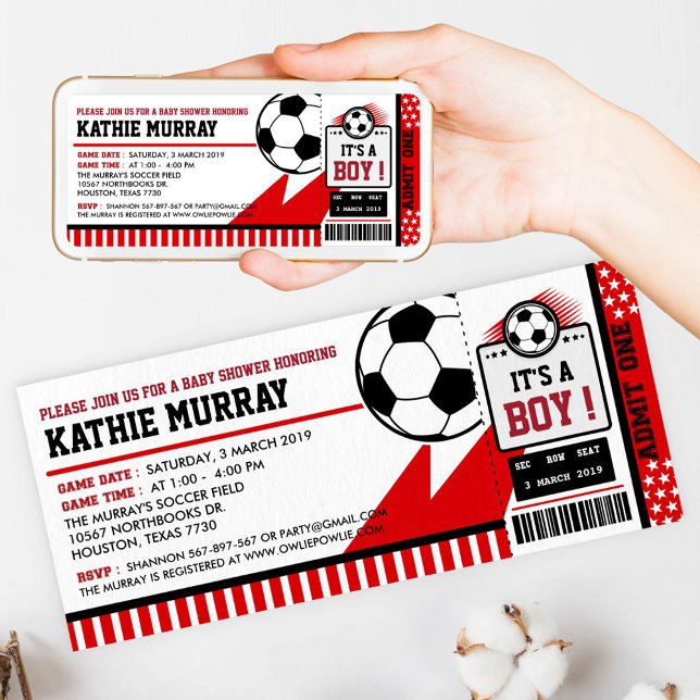 Soccer Ticket Pass Baby Shower Invitation (Creator Uploaded)
