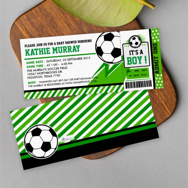 Soccer Ticket Pass Baby Shower Invitation (Creator Uploaded)