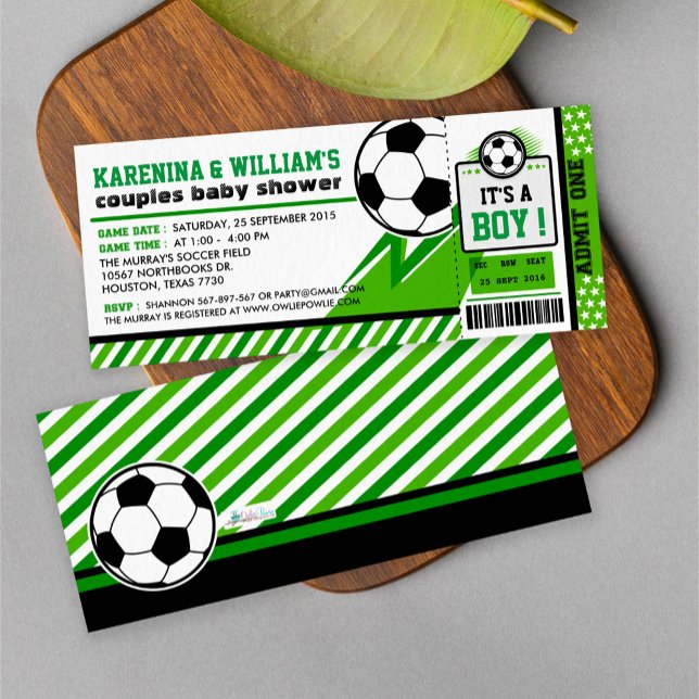 Soccer Ticket Pass Couples Baby Shower Invitation (Creator Uploaded)