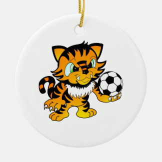 Soccer Tiger Ceramic Ornament
