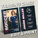 Soccer Trading Card Blue Red Card Soccer Card Gift<br><div class="desc">Celebrate your star player with our USA Edition Custom Soccer Trading Card! Fully customizable with a photo,  stats,  and achievements,  this sleek card is perfect for team gifts,  award ceremonies,  or personal memorabilia.</div>
