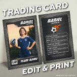 Soccer Trading Card, Graphite Sports Card<br><div class="desc">Soccer Card or European Football Trading Card <<>> This is the perfect gift to celebrate the achievements of a soccer player, a personalized collection card for a passionate soccer fan, or gift these cards to each team player and coach to be forever cherished as a memory. This unique sports trading...</div>