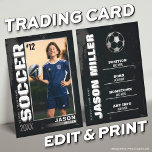 Soccer Trading Card Soccer Player Card Black Grey<br><div class="desc">Black Silver Soccer Card or European Football Trading Card <<>> This is the perfect gift to celebrate the achievements of a soccer player, a personalized collection card for a passionate soccer fan, or gift these cards to each team player and coach to be forever cherished as a memory. This unique...</div>