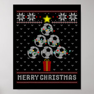 Soccer Tree Bylls Merry Christmas Ugly Sweater Poster