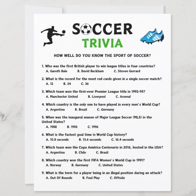 Soccer Trivia Game (Front)