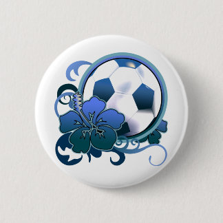 Soccer Tropical Flower Blue Button