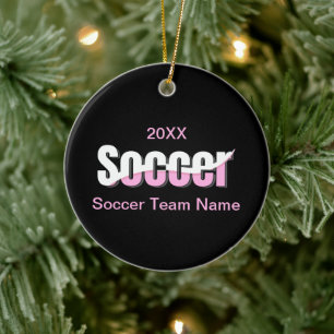 Soccer Typography Modern Art Abstract Swish Ceramic Ornament
