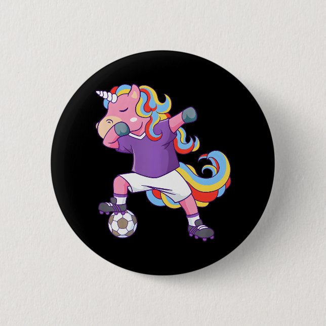 Soccer Unicorn Dabbing 2 Inch Round Button (Front)