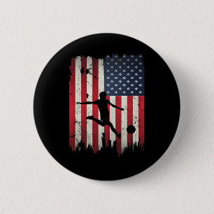 Soccer Usa American Flag 4th Of July Patriotic Spo 2 Inch Round Button