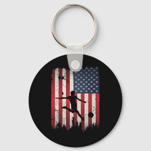 Soccer Usa American Flag 4th Of July Patriotic Spo Keychain