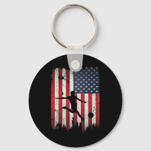 Soccer Usa American Flag 4th Of July Patriotic Spo Keychain