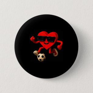 Soccer Valentines Day Cute Funny Heart Boys Girls 2 Inch Round Button