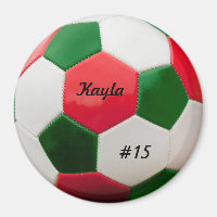 Soccer vert et rouge aimant