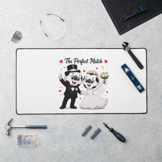  Soccer Wedding Couple Desk Mat (Workstation)