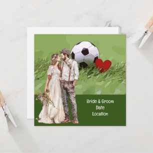 Soccer Wedding themed with ball on green  Invitation