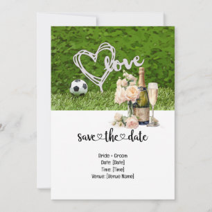 Soccer Wedding themed with ball on green Invitation