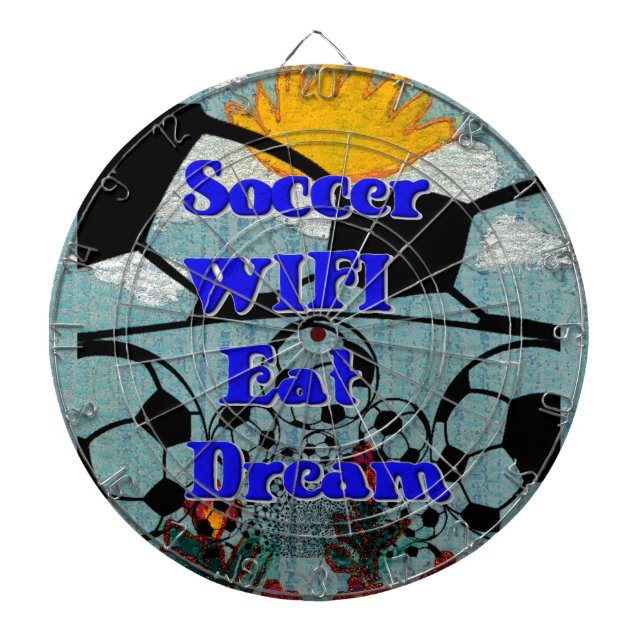 Soccer WIFI Eat Dream – Fun Sports Art Print Dartboard (Front)