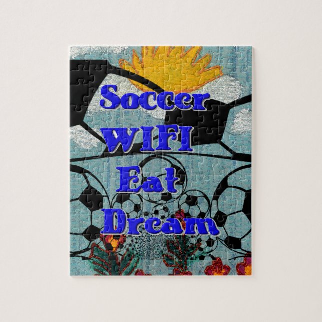Soccer WIFI Eat Dream – Fun Sports Art Print Jigsaw Puzzle (Vertical)