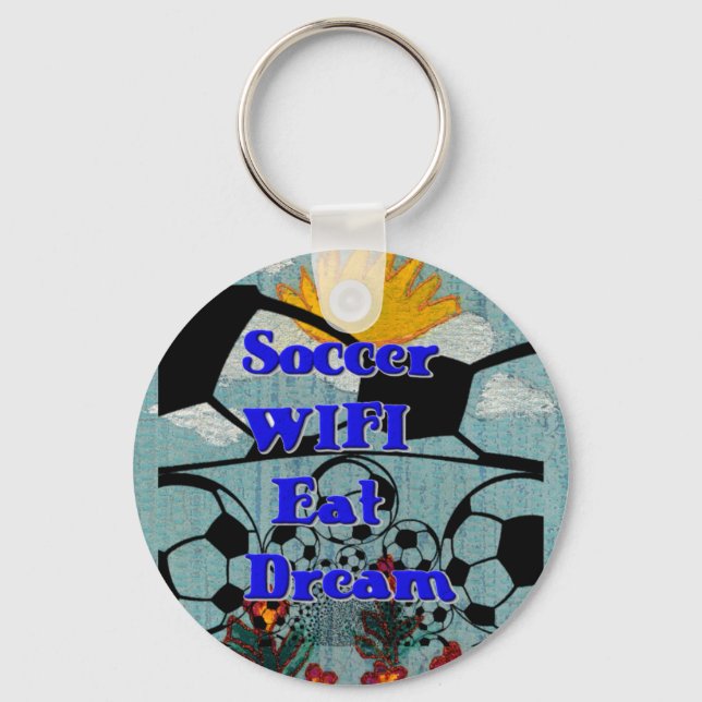 Soccer WIFI Eat Dream – Fun Sports Art Print Keychain (Front)