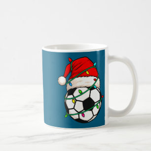 Soccer With Santa Hat Funny Christmas Xmas Gift  Coffee Mug