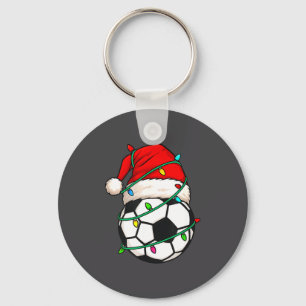 Soccer With Santa Hat Funny Christmas Xmas Gift  Keychain