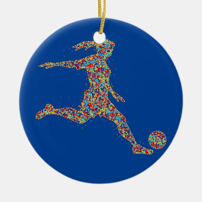 Soccer Women Girl Player  Ceramic Ornament (Front)