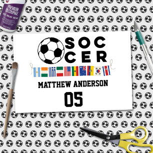 Soccer World Flags Monogram Tissue Paper